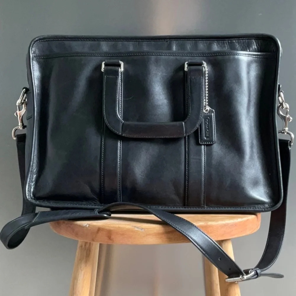 Coach Leather Briefcase Black